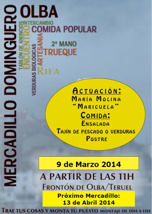 cartel mercadillo de Olba el 9 de marzo